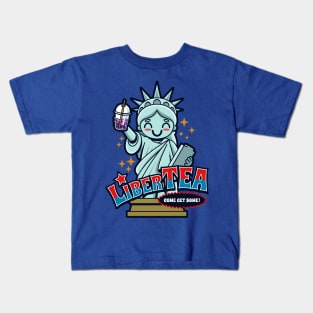 Funny Cute Kawaii Liberty Statue America Pun Meme Gift For Boba Tea Lovers Kids T-Shirt